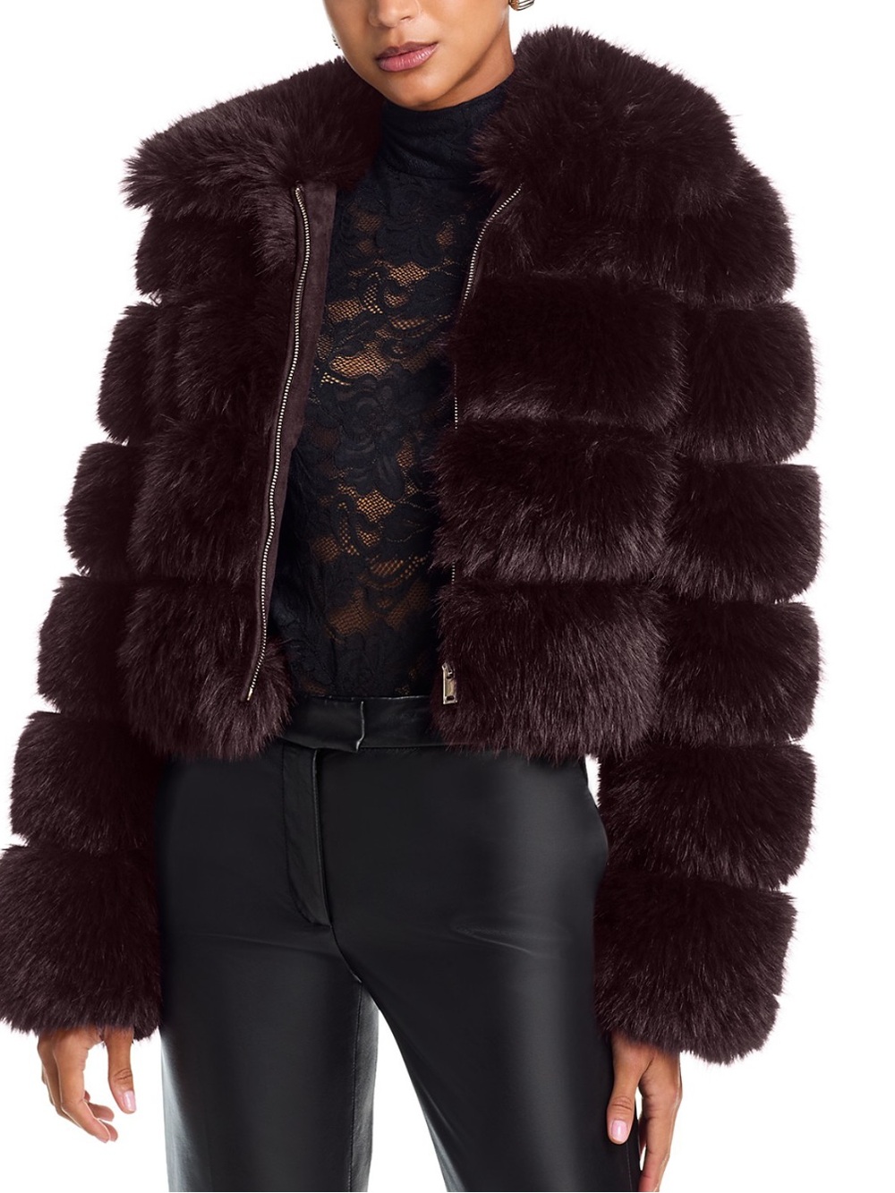Plush Faux Fur Burgundy Women's Jacket